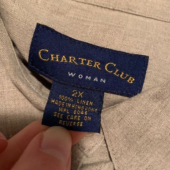 Charter Club Women’s 2X Linen Button Down Shirt - Picture 11 of 11